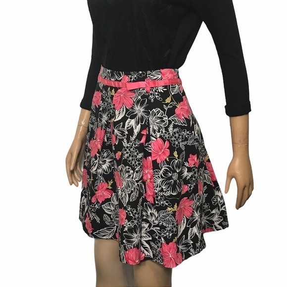 Envision Avenue Skirts Floral High Waist Pleated multi color Bow Ribbon size 16 - Picture 3 of 11